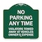Signmission No Parking Anytime Violators Towed Away, Green & White Aluminum Sign, 18" x 18", GW-1818-23770 A-DES-GW-1818-23770 - alternate 1